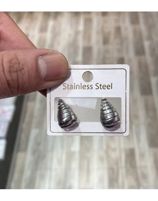 Gümüş Mini Tırtıklı Bottega Damla Küpe