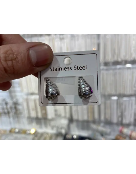 Gümüş Mini Tırtıklı Bottega Damla Küpe