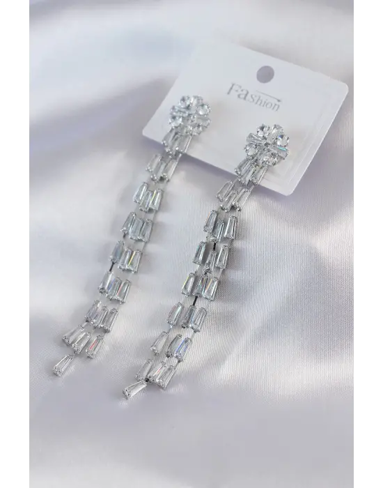 Gümüş 3lü Sallantı Model Çelik Küpe