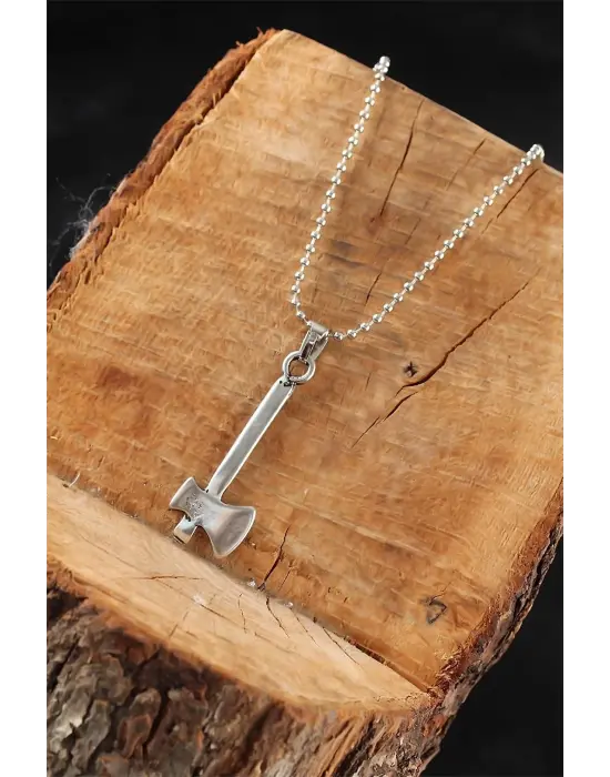 Gümüş Renk Balta Erkek Kolye