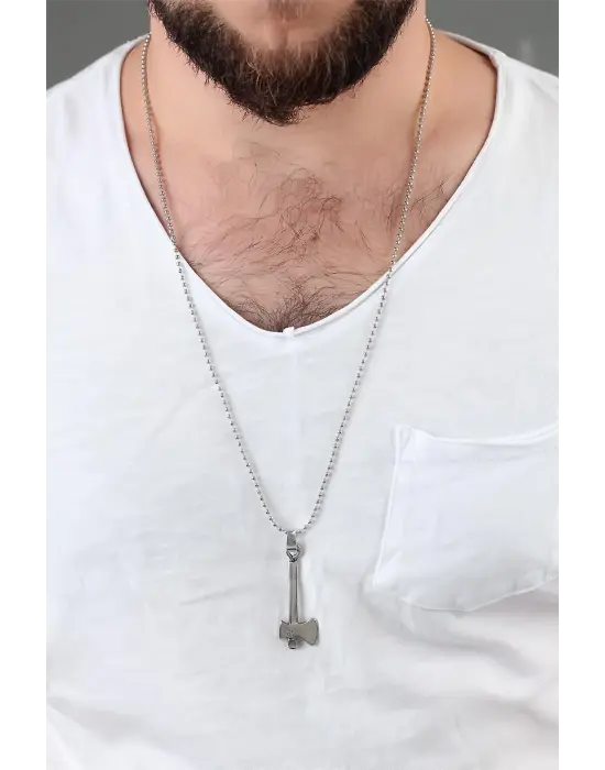 Gümüş Renk Balta Erkek Kolye