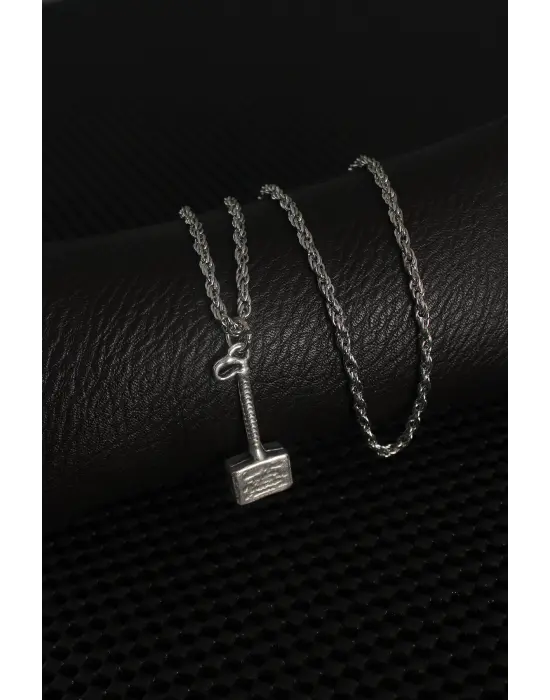 Gümüş Renk Çekiç Figür Erkek Kolye