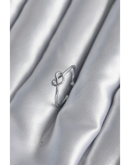 Gümüş Düğüm Kalp Model Çelik Yüzük