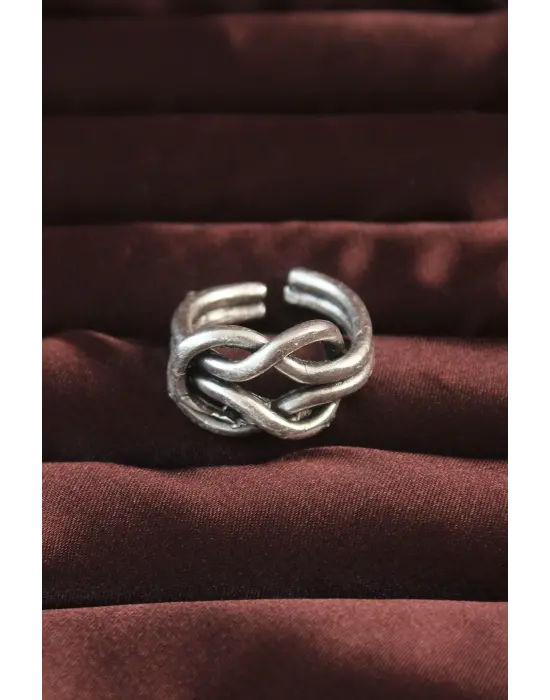 Gümüş Renk Düğüm Model Ayarlamalı Erkek Yüzük