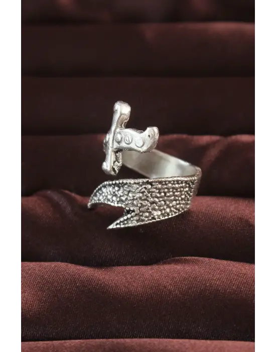 Gümüş Renk Kılıç Figürlü Ayarlamalı Erkek Yüzük