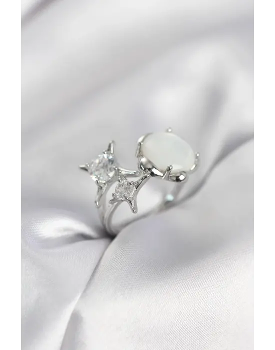 Gümüş Renk Kutup Yıldızı Model Kadın Yüzük