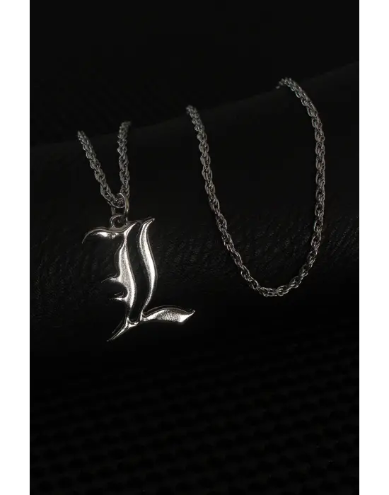 Gümüş Renk L Harf Erkek Kolye