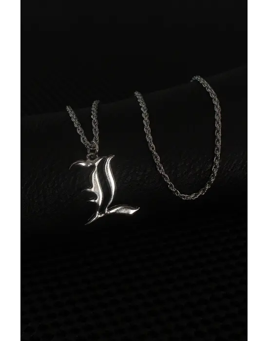 Gümüş Renk L Harf Erkek Kolye