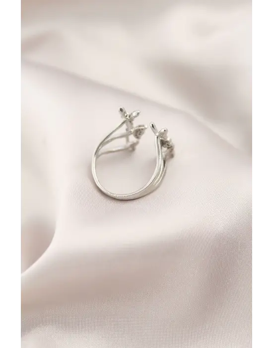 Gümüş Metal Kelebek Model Çelik Yüzük