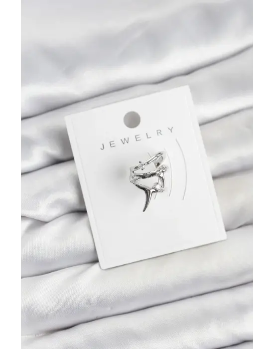 Gümüş Renk Çelik Diken Model Kıkırdak Earcuff Küpe