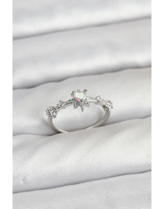 Gümüş Renk Pirinç Güneş & Yıldız Model Kadın Yüzük