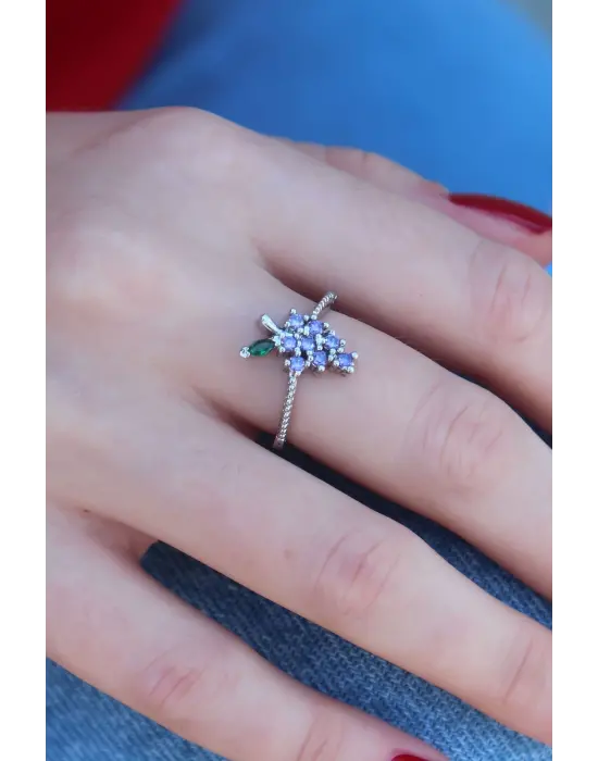 Gümüş Renk Üzüm Model Kadın Yüzük