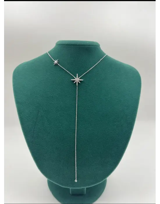Gümüş Renk Uzun Kuzey Yıldızlı Y Model Kolye