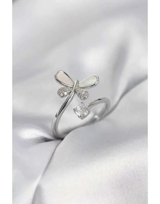 Gümüş Renk Yusufçuk Model Zirkon Taşlı Kadın Yüzük