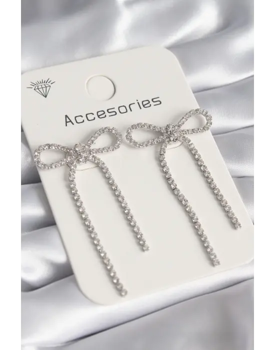 Gümüş Zirkon Taşlı Fiyonk Model Çelik Küpe