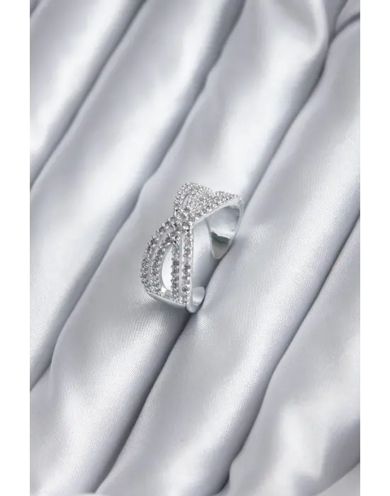 Gümüş Zirkon Taşlı Çelik Yüzük