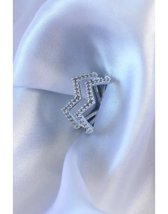 Gümüş Renk Zirkon Taşlı Kadın Yüzük