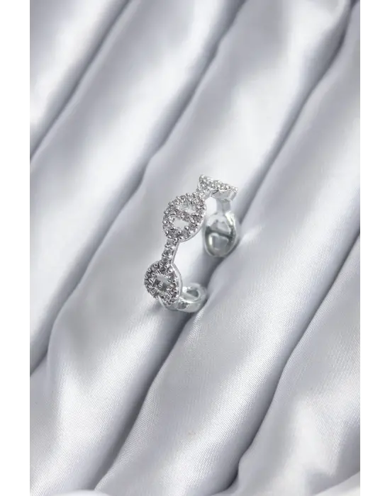 Gümüş Renk Zirkon Taşlı Kadın Yüzük