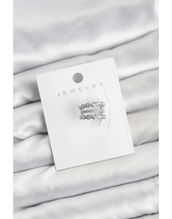 Gümüş Renk Zirkon Taşlı Çelik Kıkırdak Earcuff Küpe