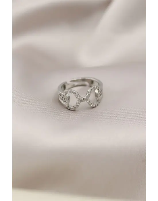 Gümüş Renkli Metal Zirkon Taşlı Kadın Yüzük