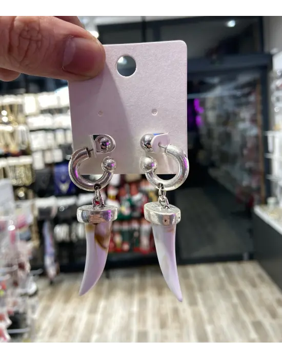 Gümüş Vintage Sallantılı Fildişi Küpe