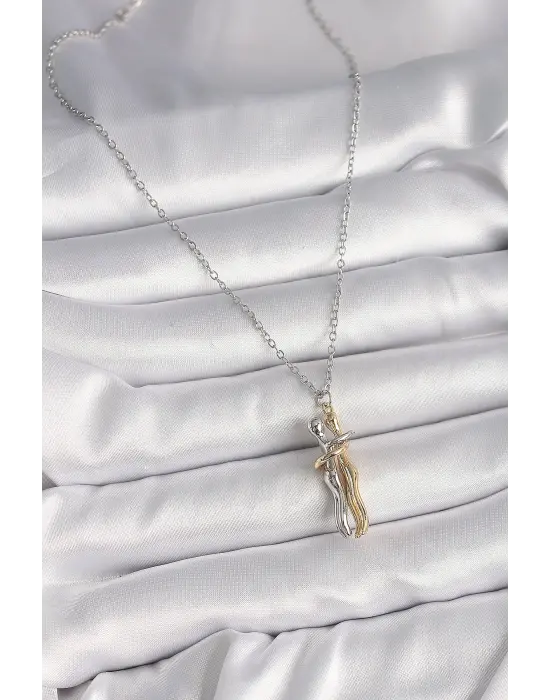  Gümüş  Zincir Sarılma Model  Çelik Kolye