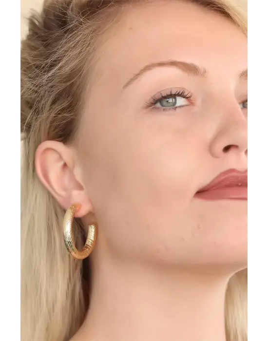 Halka Gold Metal Bayan Küpe