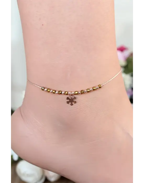 Hardal Renk Miyuki Taşlı Kar Taneli Figürlü Metal Hal Hal