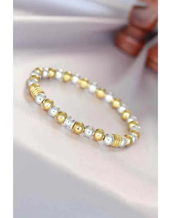 Hematit Gümüş Gold Renk Doğal Taş Erkek Bileklik