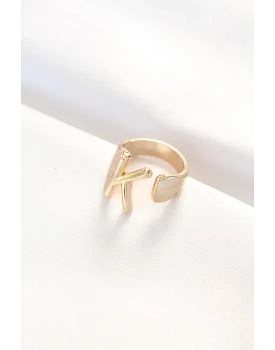 K Harfli Altın Renk Ayarlanabilir Yüzük