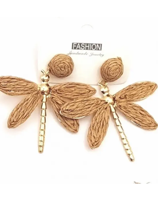 Kahverengi Yusufcuk Kuşu Hasır Küpe