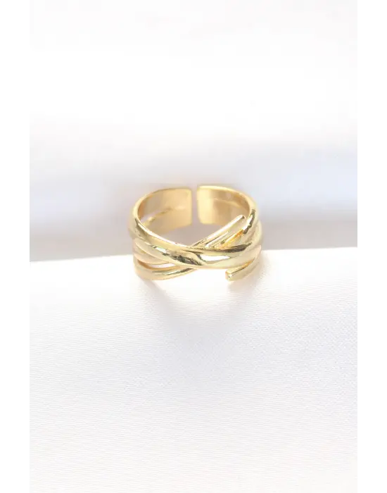 Kalın Altın Ayarlanabilir Yüzük