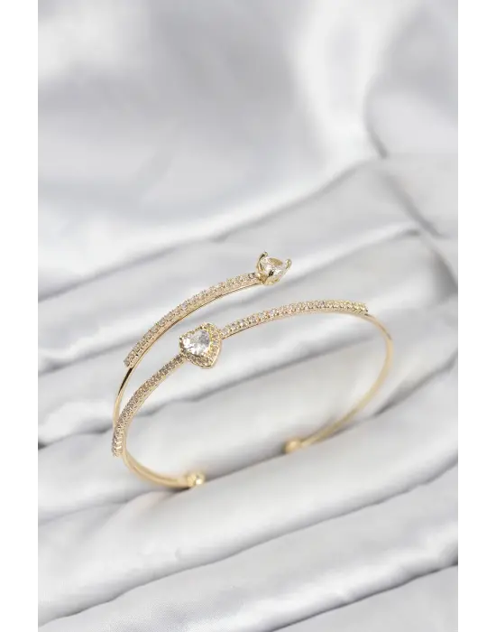 Kalp Model Çelik Gold Renk Kadın Bileklik