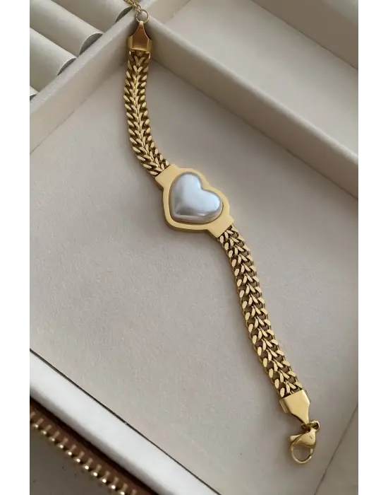 Kalpli Bombeli Çelik Kalın Zincir Bileklik