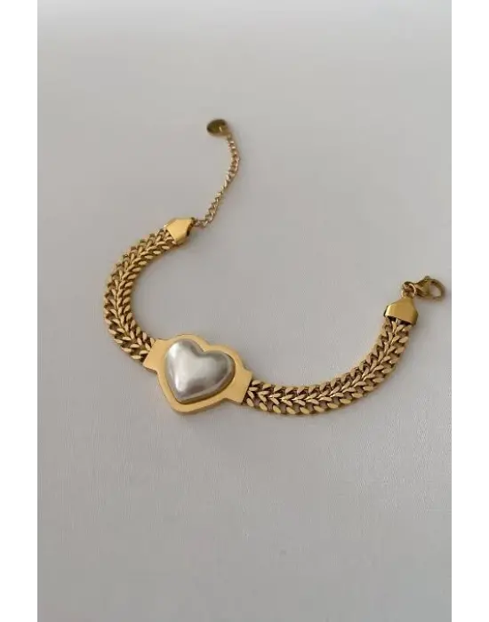 Kalpli Bombeli Çelik Kalın Zincir Bileklik