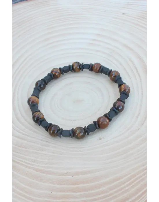 Kaplan Gözü Doğal Taş Erkek Bileklik