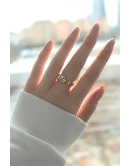 Kaplan Tasarım Gold Ayarlanabilir Kadın Yüzük