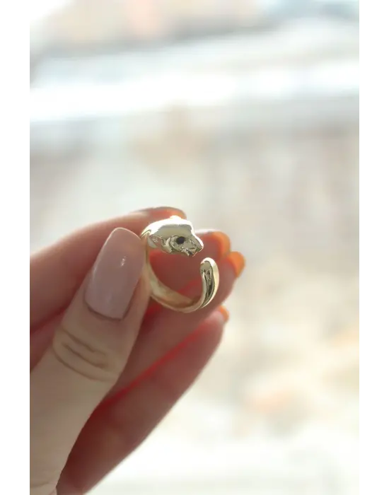 Kaplan Tasarım Gold Ayarlanabilir Kadın Yüzük