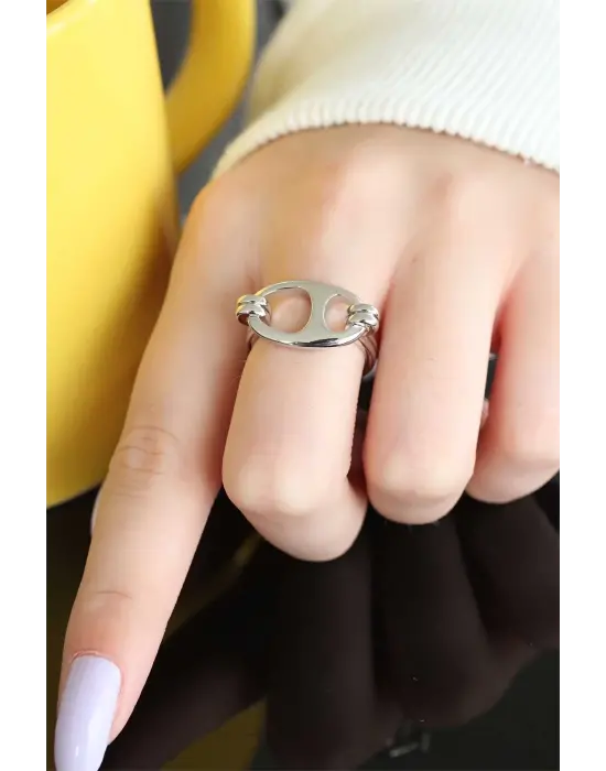 Kararmaz Çelik Ayarlamalı Silver Renk Kadın Yüzük