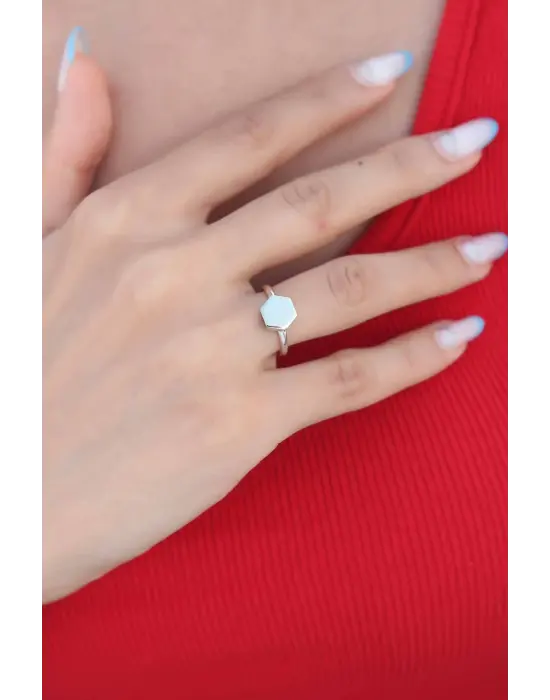 Kare Plaka Gold Renk Kadın Yüzük