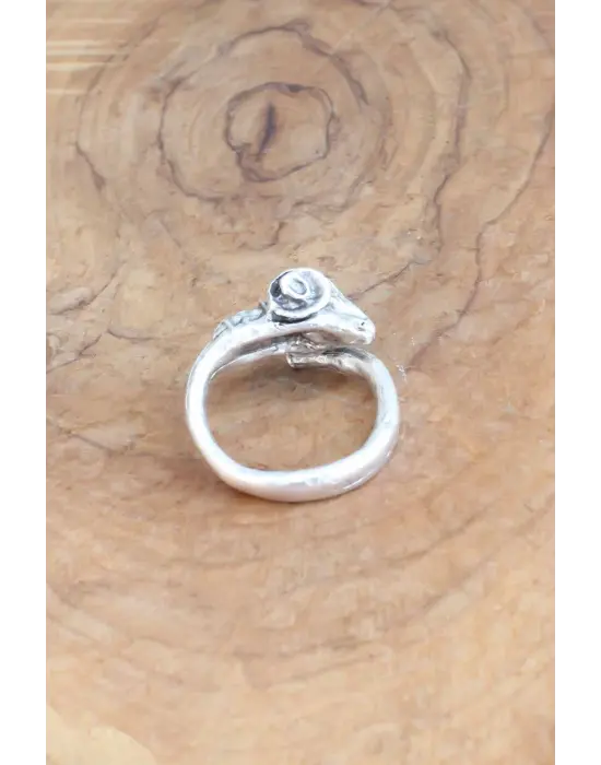 Keçi Figürlü Gümüş Renk Ayarlanabilir Erkek Yüzük