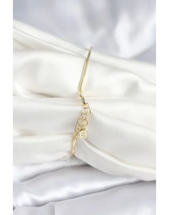 Kelebek Figürlü Zirkon Taşlı Gold Renk Pirinç Kadın Bileklik