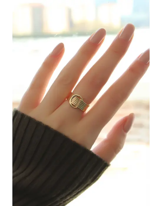 Kemer Tokası Detaylı Metal Yüzük