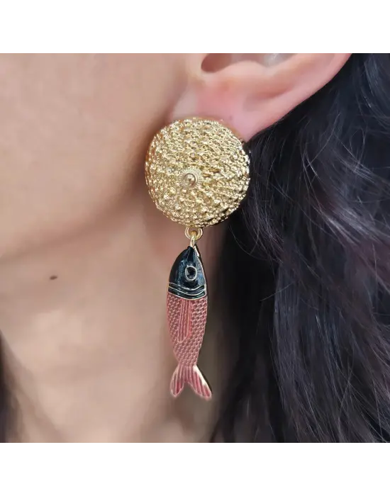 Kırmızı Renkli Balık Küpe Sallantılı