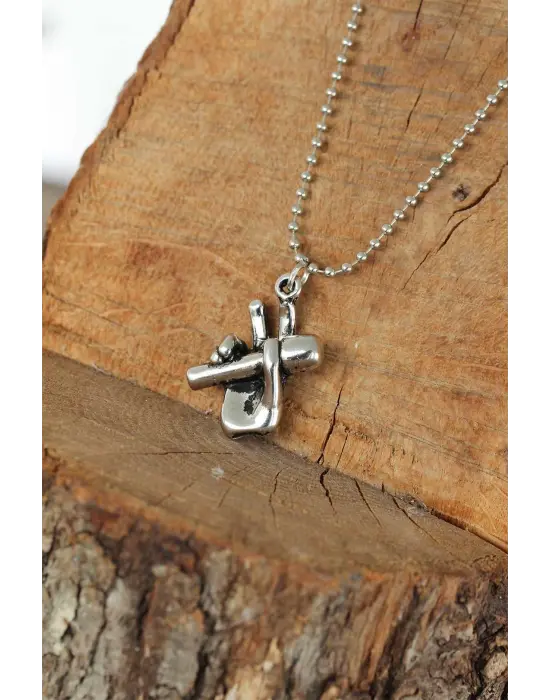 Krom Kaplama Kararmaz Gümüş Renk Metal Mikrofon ve El Tasarım Erkek Kolye