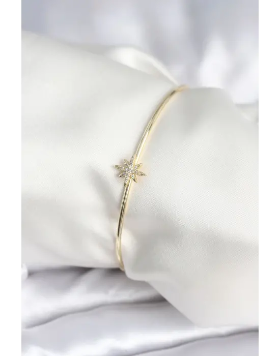 Kutup Yıldızı Figür Pirinç Gold Renk Kadın Bileklik