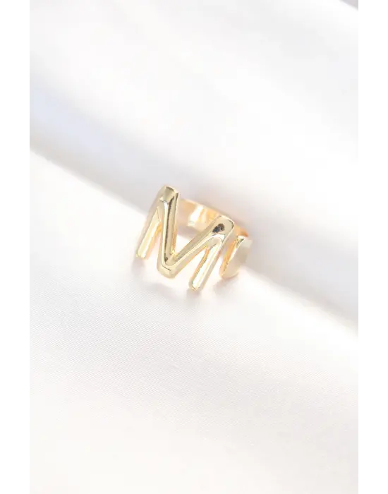 M Harfli Altın Renk Ayarlanabilir Yüzük