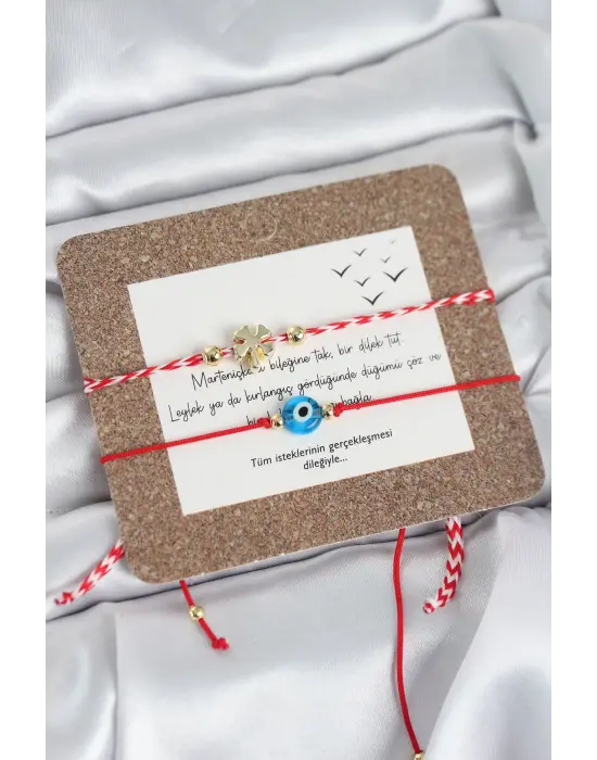 Marteniçka Bileklik 2li Yonca ve Nazarlı Model