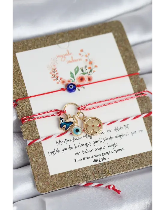 Marteniçka Bileklik 3lü Kelebek ve Yonca Model