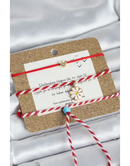 Marteniçka Bileklik 3lü Papatya ve Kalp Model